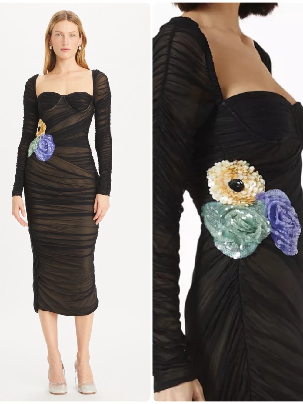 Tory Burch Embellished Viscose Ruched Dress